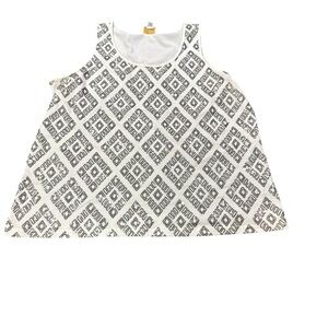 EUC Ruby Rd. White and silver sequin Geometric Tank Top XL